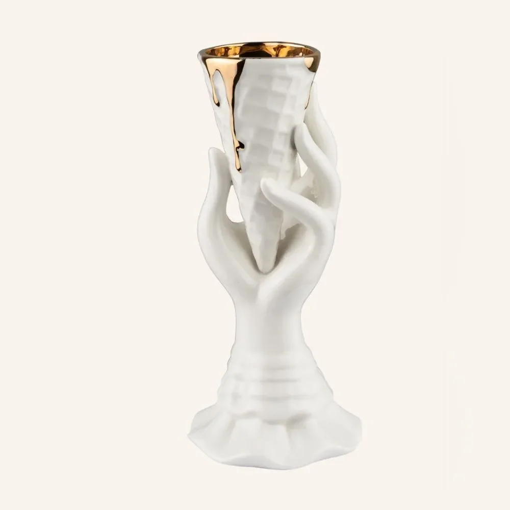 JONATHAN ADLER I-Scream Bud Vase with Real Gold. Like New. Pristine.